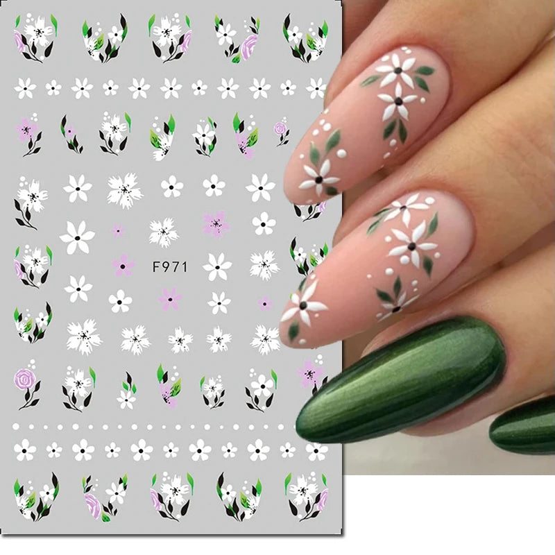 3d Nail Art Decals Spring Booming Violets Lavenders Purple Blue Pink Flowers Butterflys Stickers Decoration For Nail Tips Beauty
