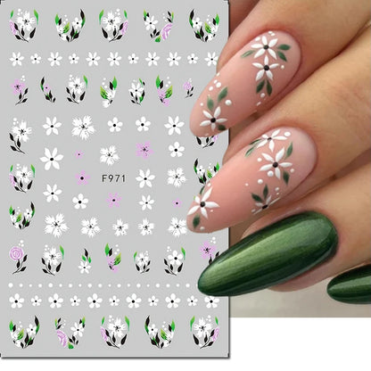 3d Nail Art Decals Spring Booming Violets Lavenders Purple Blue Pink Flowers Butterflys Stickers Decoration For Nail Tips Beauty