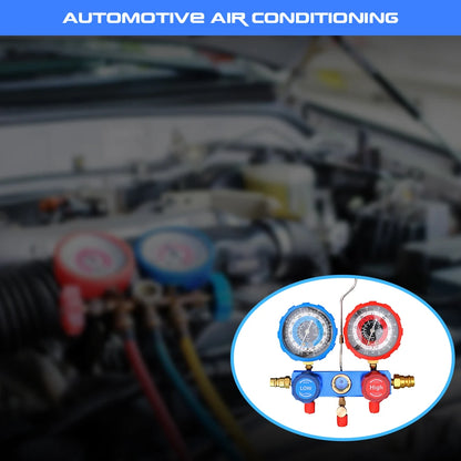 Podofo AC Manifold Gauge Set Car Air Conditioning Refrigerant Charging Tool AC Manifold Gauge Set with Hoses with Storage Box
