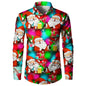 2026 Merry Christmas Lapel Blouse Funny Santa Claus Cosplay Graphic Long Sleeve Shirts For Men Clothes Bachelor Party Fake Suit