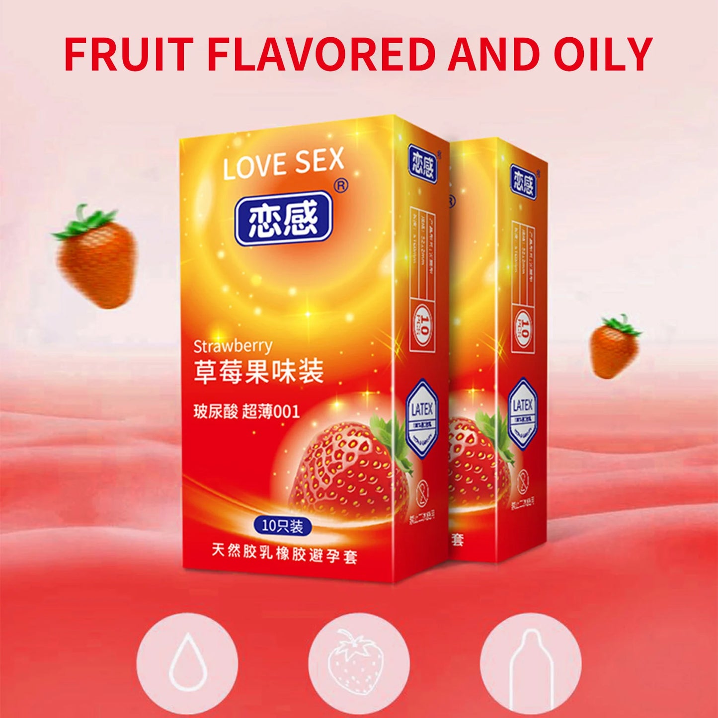 10pcs Fruit Flavor Condoms Sex Toy For Men Strawberry Blueberry Taste Penis Sleeves Ultra Thin Condom Adult reusable Sex Product