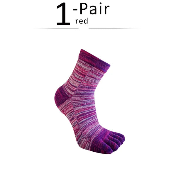 1/5 Pairs Colorful 5 Finger Socks Business Man Cotton Striped Young Casual Sweat-Absorbing Happy Party Dress Toe Short Socks