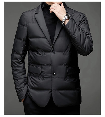 Winter New Style 90 White Duck Down Men's High-End Quality Scarf Collar Casual Suit Jacket
