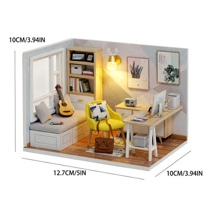 Doll House Kit 3D Wooden Mini DollHouse Assembly Building with Furniture Kit Toy For Birthday Gift 3D Puzzle Handmade Home Decor