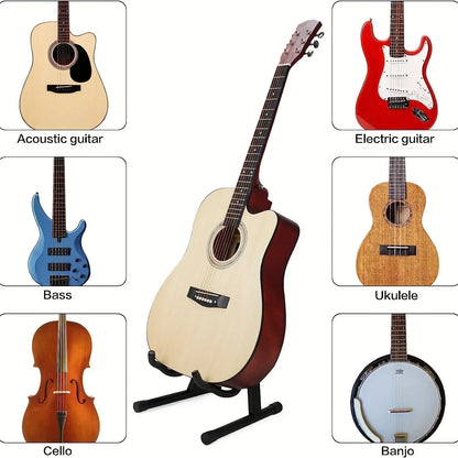 A-Frame Metal Guitar Stand Foldable Floor Stand for Acoustic Electric Guitar Bass, Stable Portable Music Instrument Holder