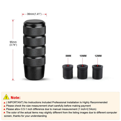 Universal Car Manual Transmission Aluminum Knurled Gear Shift Knob 95mm Non-Slip Gear Lever Knob M8 M10 M12 Universal