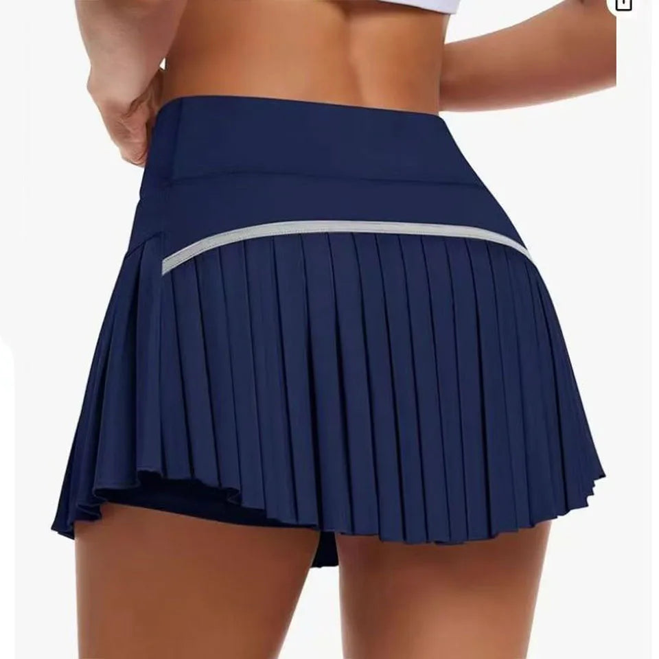 Fashion New Summer Sports Shorts Women Pleated Mini Skirt Anti Glare Short Skirt Running Outdoor Fitness Breathable Tennis Skirt