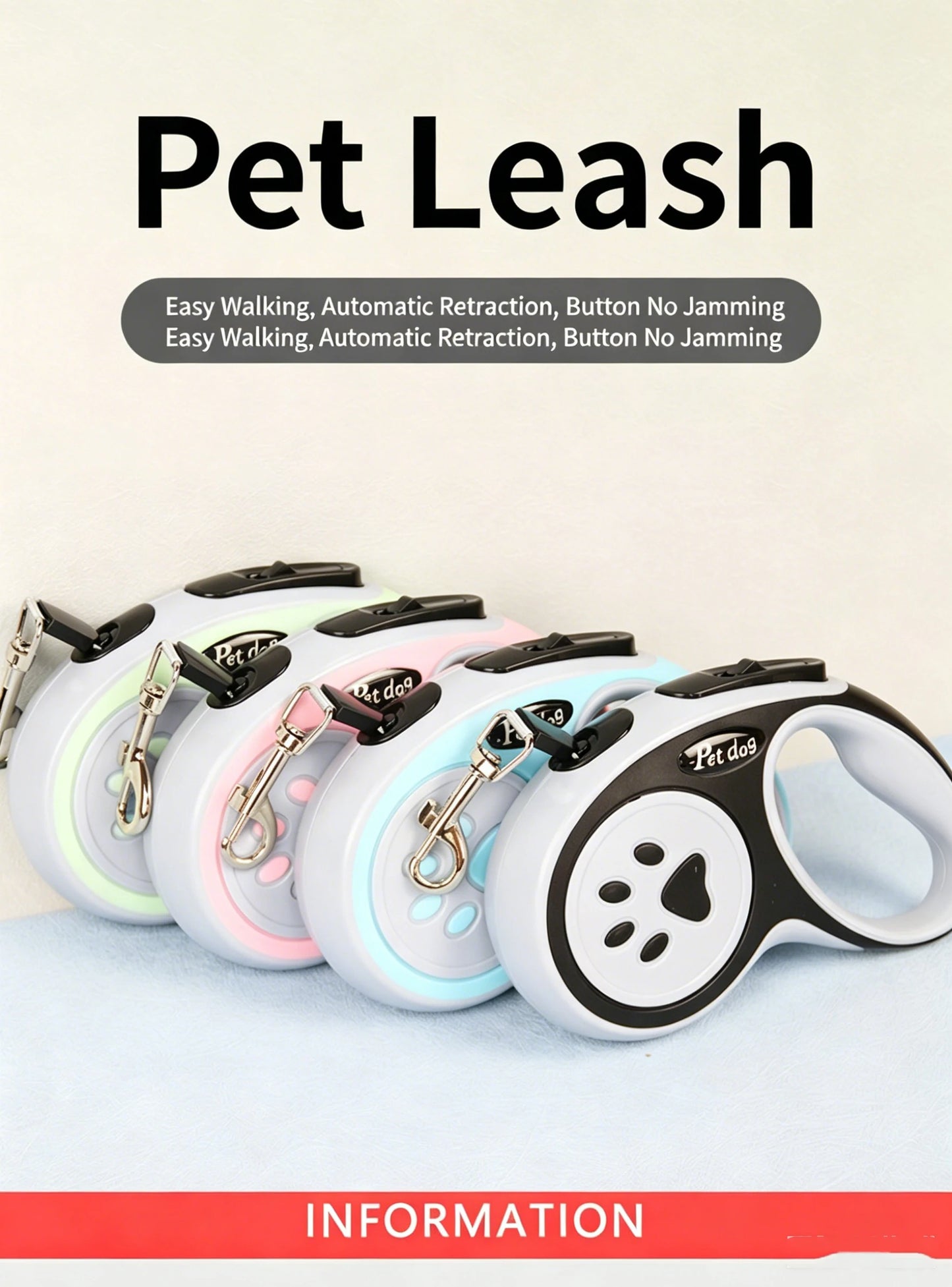 3M/5M Automatic Retractable Dog Leash ABS and Nylon Material Anti-Slip Handle for Puppy Small Medium Dogs Cat Outdoor Walking