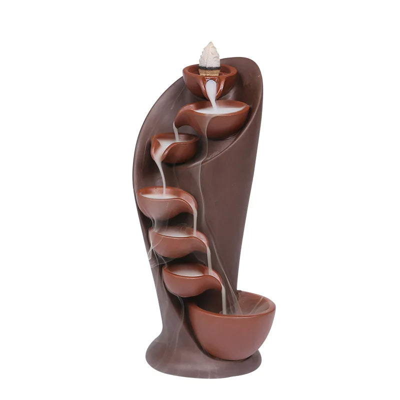 1pc Ceramic Waterfall Incense Burner Backflow Incense Burner Multifunctional Ornament (Without Incense)