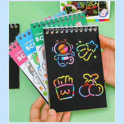 Magic Scratch Art Notebook for Kids DIY Rainbow Drawing Pad Book No-Mess Art Classroom Craft Activity Birthday Favor Gift Set