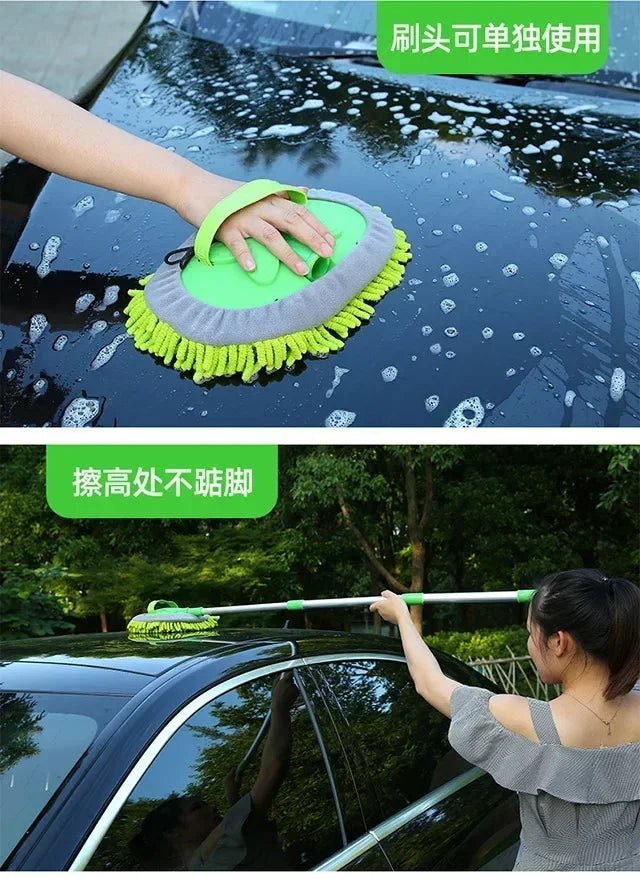 Car Cleaning Brush Telescopic Long Handle Cleaning Care Details Adjustable Super Absorbent Car Washing Mop Window Wash Tool