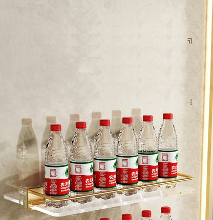 Punch-free Luxury Bathroom Shelf Shelves Wall Mounted Shampoo Cosmetic Storage Rack For Kitchen Holder Square Acrylic Organizer