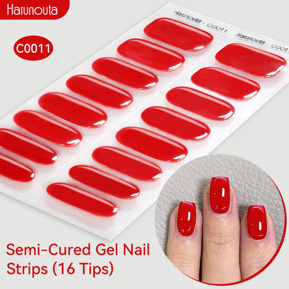 Gradient Auroras Semi Cured Gel Nail Strips Sparkly Shinning DIY Gel Polish Stickers for Nails Works with UV/LED Nail Lamps