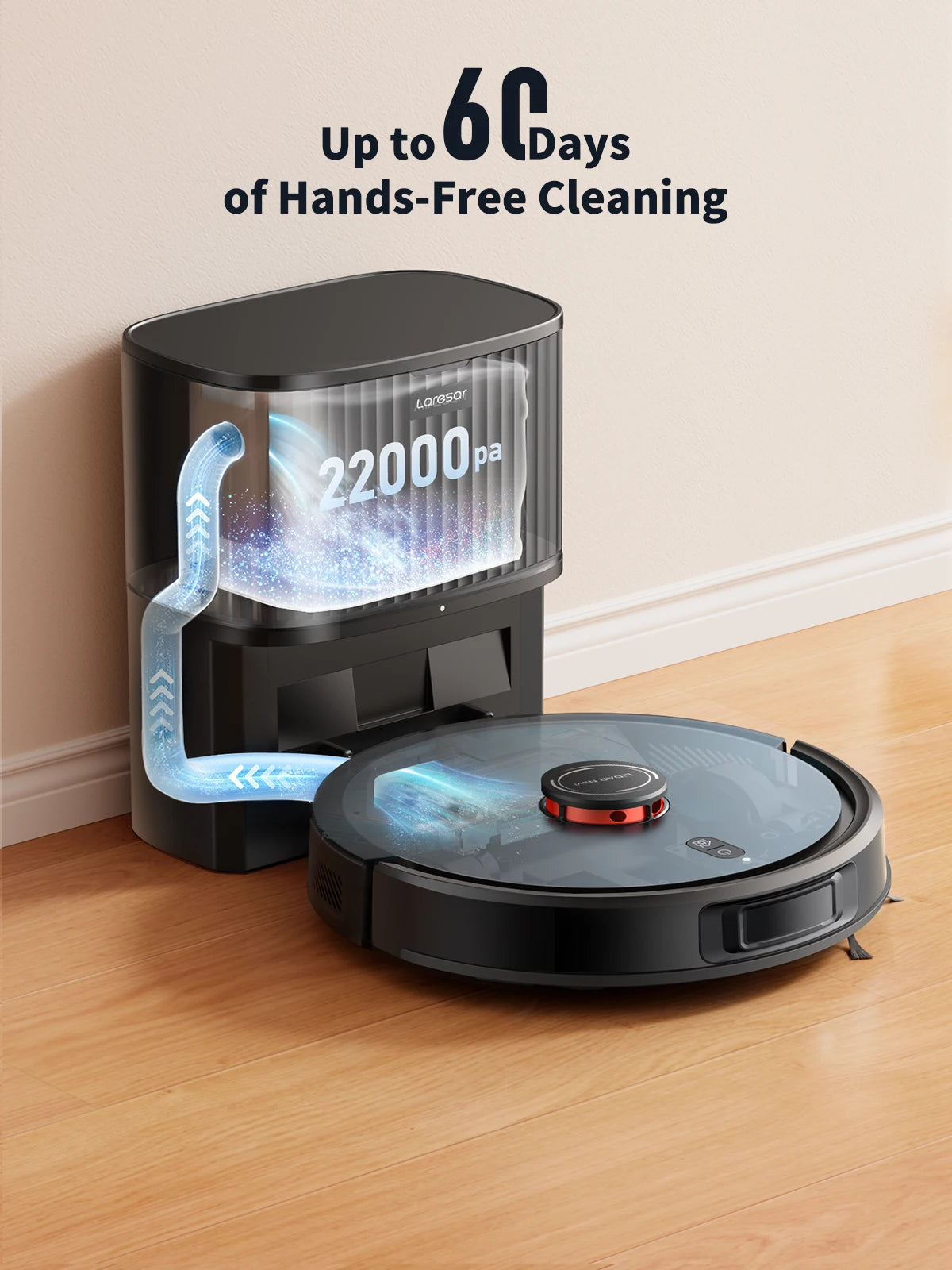 Laresar L20 Robot Vacuum Cleaner 5000Pa Smart LDS Navigation Self-emptying Station APP Control Home Floor Mopping Carpet Clean