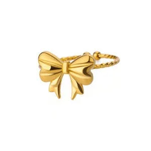 Cute Butterfly Rings For Women Gold Color Stainless Steel Geometric Opening Butterfly Ring Aesthetic Wedding Christmas Jewelry