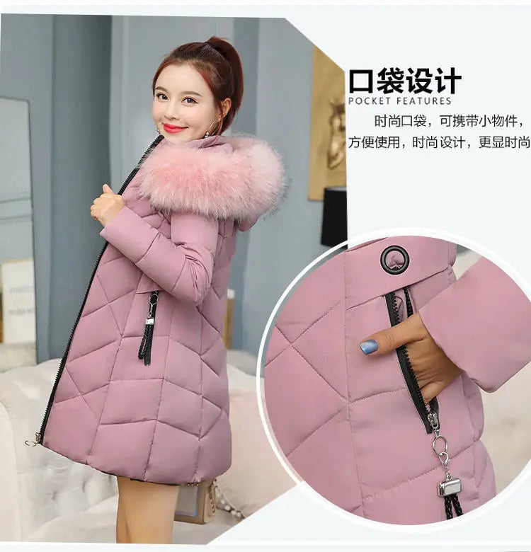 Winter New Fashion Long Cotton-padded Coat Womens Casual Hooded Parkas Womens Winter Jacket Coat Down Jacket Female
