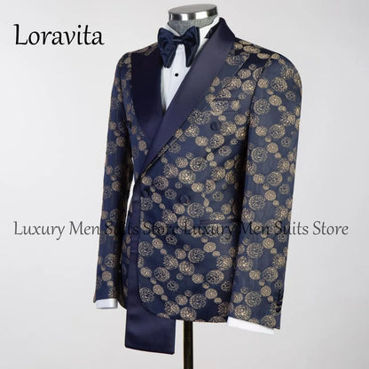 Customized Tuxedo Luxury Beaded Men Suits 2 Pieces Sets Male Dinner Party Blazers Slim Fit Groom Prom Terno Masculinos Completo