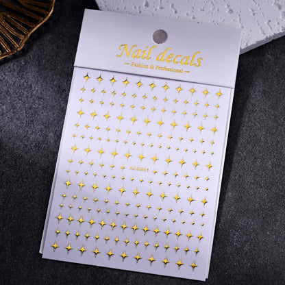 1pc Sliver Gold Star Nail Art Stickers Y2K Charms Self-Adhesive Sliders Laser White Chrome Gel Polish Decals Kawaii Accesories
