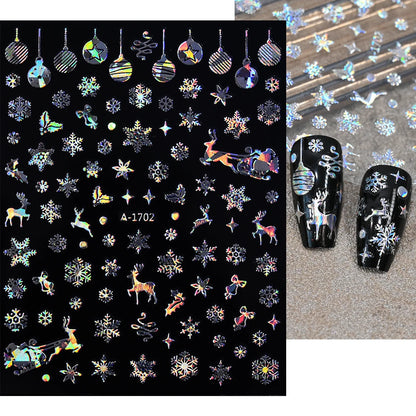 1sheet 3D White Snowflakes Nail Stickers for Christmas Winter Snow Flower Self-adhesive Nail Art Decals DIY Manicure Decorations