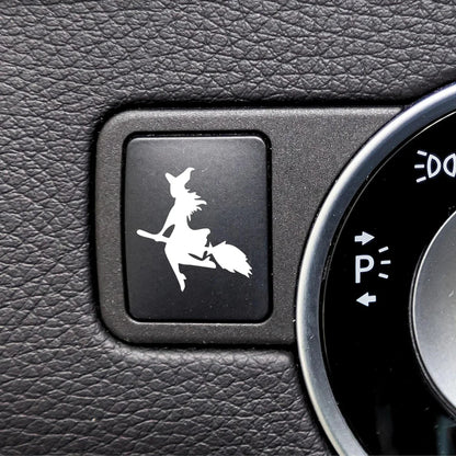 Witch Vinyl Decals for Blank Car Buttons Spooky Halloween Auto Accessories for Women Car Interior Decor Accessories