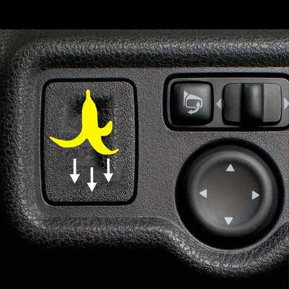2Pcs Banana Peel Button Decals, Funny Car Stickers, Waterproof PVC Accessories for Motorcycle Car Truck Vehicle