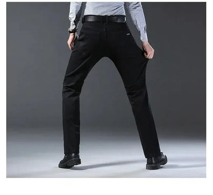 New Business‑Style Men's Jeans, Comfortable Straight Leg Stretch Denim Pants, Classic Blue Black Work Trousers, Fashion Versatile Male Clothing For Office, Business Occasions And Casual Daily Outfit