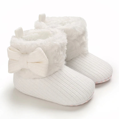 2022 Baby Autumn Winter Boots Baby Girl Boys Winter Warm Shoes Solid Fashion Toddler Fuzzy Balls First Walkers Kid Shoes 0-18M
