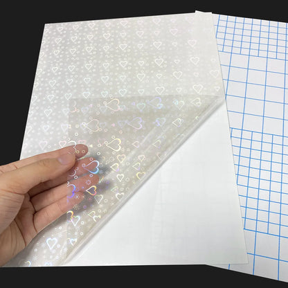 50 Sheets Broken Glass Hologram Cold Lamination Film Sticker A4 Sheets Star Shiny Dots DIY Package Card Photo Holographic Film