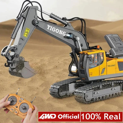 4WD Remote Control Excavator 4x4 Alloy Dump Truck Bulldozer Radio Model RC Car Construction Vehicle with Lights Sound Toy Gift