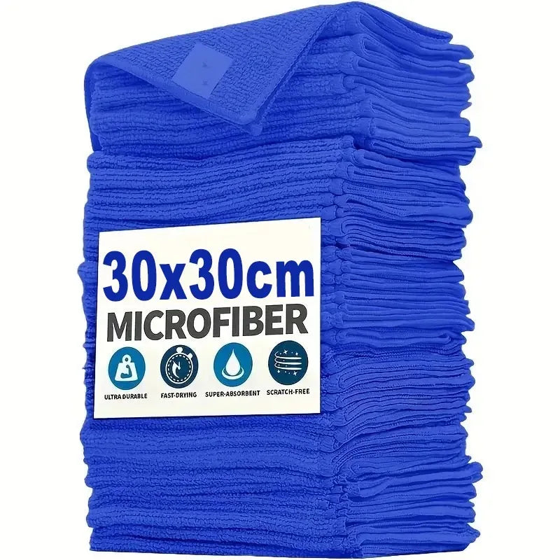 30x30cm Multi-Use Microfiber Cloth - Blue Super Absorbent Towel For Car Care Kitchen Home & Office Cleaning
