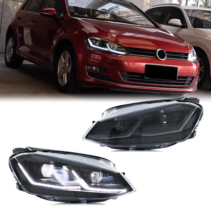 LED Headlights for Volkswagen VW Golf VII Golf MK7 TSI TDI 2012-2017 DRL Blackout Front Lamps Assembly [Not Fit GTI/R/GTD]