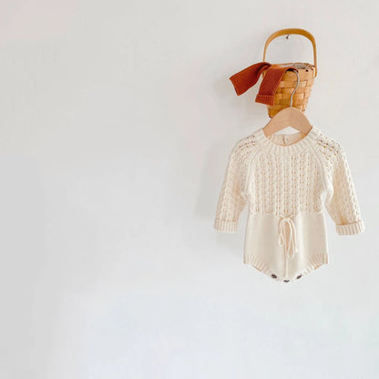 2025 Spring Baby Clothes Girls Romper Autumn Long Sleeve Baby Girl Knit Hollow Out Rompers Baby Jumpsuit Baby Clothes
