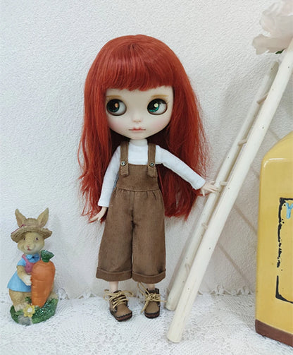 Casual Blyth Doll Clothes Rompers Plaid Pants Long Sleeve Top Suit Doll Trousers for Ymy Licca Azones Ob24 Ob27 Doll Accessories