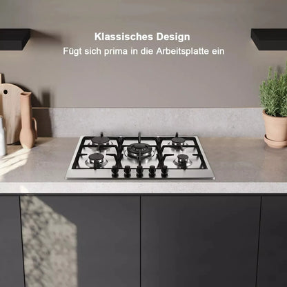 TopStrong 2/4/5 Burner 4200W Stainless Steel Auto Flame Protection Built-in for Natural Gas/Propane, Easy Clean, 30cm‌ Gas Hob