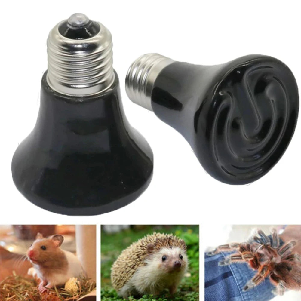 1PCS Heat Emitter Bulb 25-75W Black Ceramic Pet Reptile Breed Light Brooder Lamp Bulb For Home Pet Renovation Accessories
