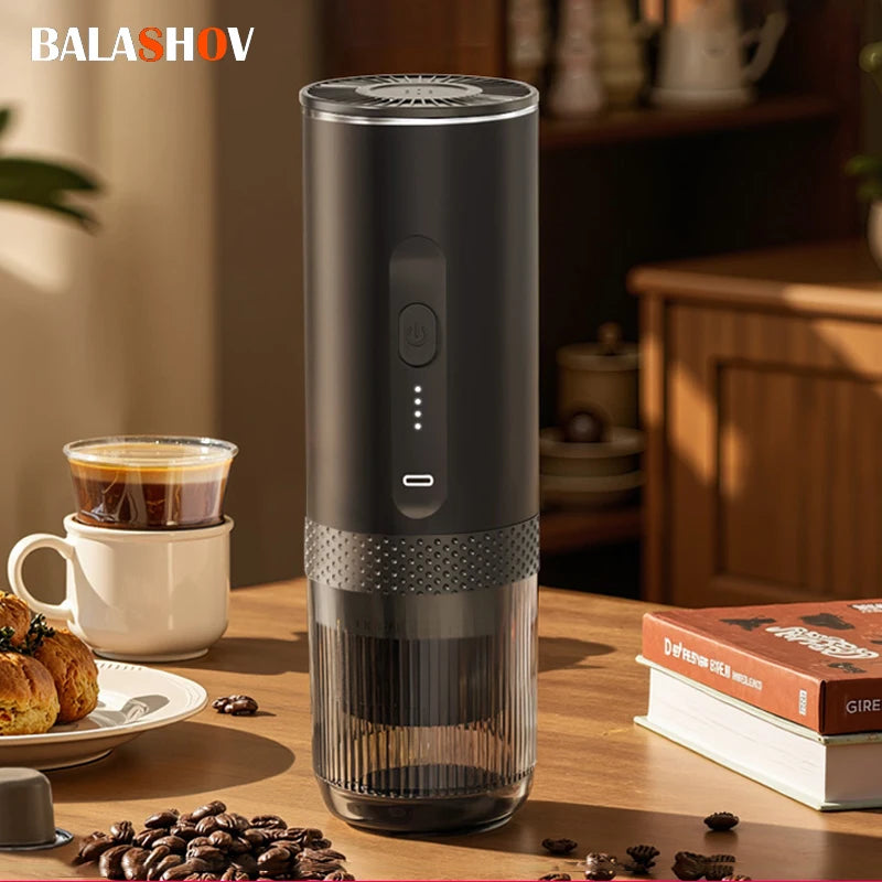 20 Bar Self-Heating Wireless Portable Espresso Maker, One-Click Automatic Extraction Mini Coffee Machine, Multi Capsule Compatible Rechargeable Travel Coffee Maker, Compact Portable Coffee Brewer for Car, Road Trip, Camping,