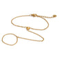 Yhpup Trendy Stainless Steel Zircon Beads Back of Hand Chain Finger Bracelet Fashion Chic Sexy Jewelry Waterproof Wholesale Gift