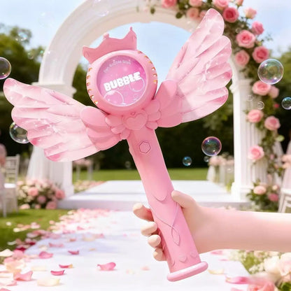 2026 New Electric Angel Automatic Bubble Handheld Bubble Stick Emit Light and Sound Bubble Gun for Party Summer Outdoors Toy