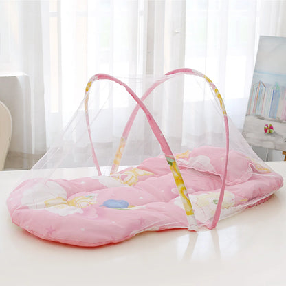 Foldable Baby Crib Mosquito Net with Mattress and Pillow Sleeping Diaper Pad Newborn Mosquito Tent Baby Crib Netting Travel Bed