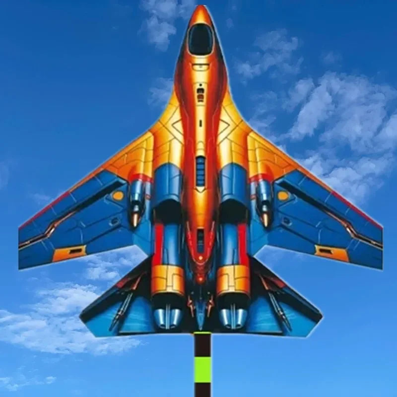 HTMCK Fighter Jet Kite 45cm Large Plane Kite With 100m Line Handle Outdoor Sport Flying Kites For Kids Adults Beach Park Easy To