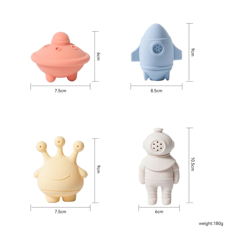 Baby Bath Toys Animal Silicone Cartoon Astronauts Play With Water Toys No BPA Swim Bathroom Baby Silicone Sprinkler Bathtub Toy