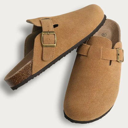 Shevalues Men's Suede Clogs Soft Leather Mules Men New Summer Men Cork Sandals Comfort Slip On Unisex Clogs With Arch Support