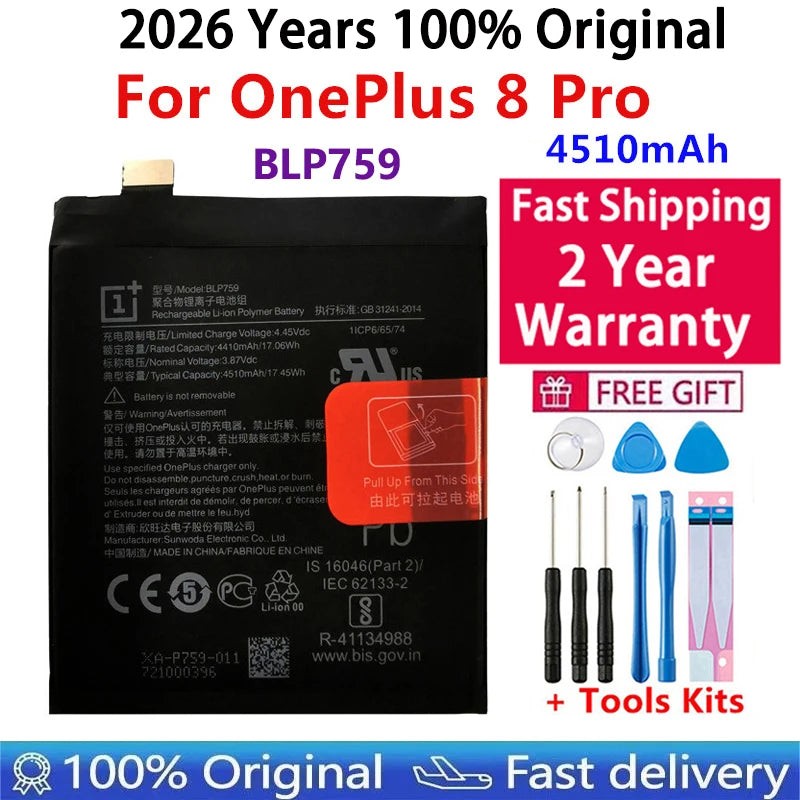Original Battery For Oneplus one 1+ For OnePlus 1 2 3 1+3 One Plus Nord 2 N10 X 3 3T 5 5T 6 6T 7 7T 8 8T 9 9R Pro Plus Batteries
