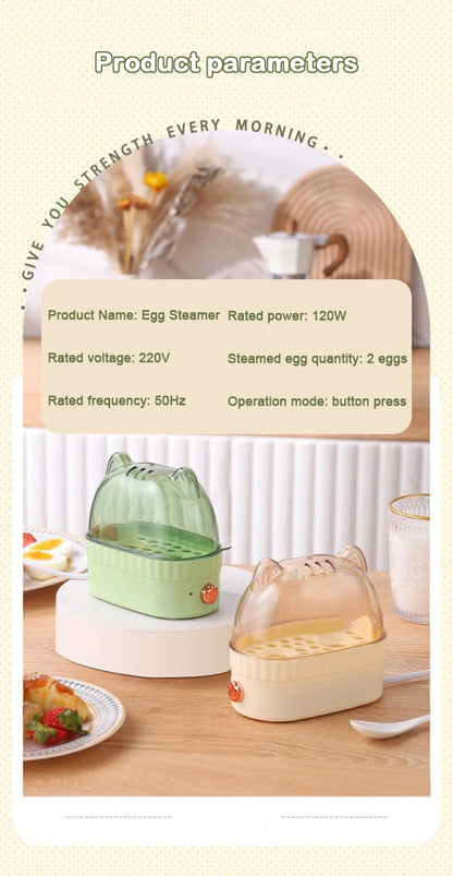 DMWD 120W Electric Egg Boiler Poacher Automatic Power Off Mini Breakfast Machine Egg Cookers 2 Eggs Portable Food Steamer 220V