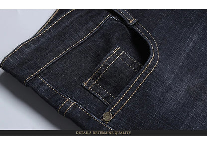 Men Fashion Straight Jeans Mens 2025 New Stretch Slim Fit Pants Comfortable Soft Business Denim Trousers Male Brand Clothing