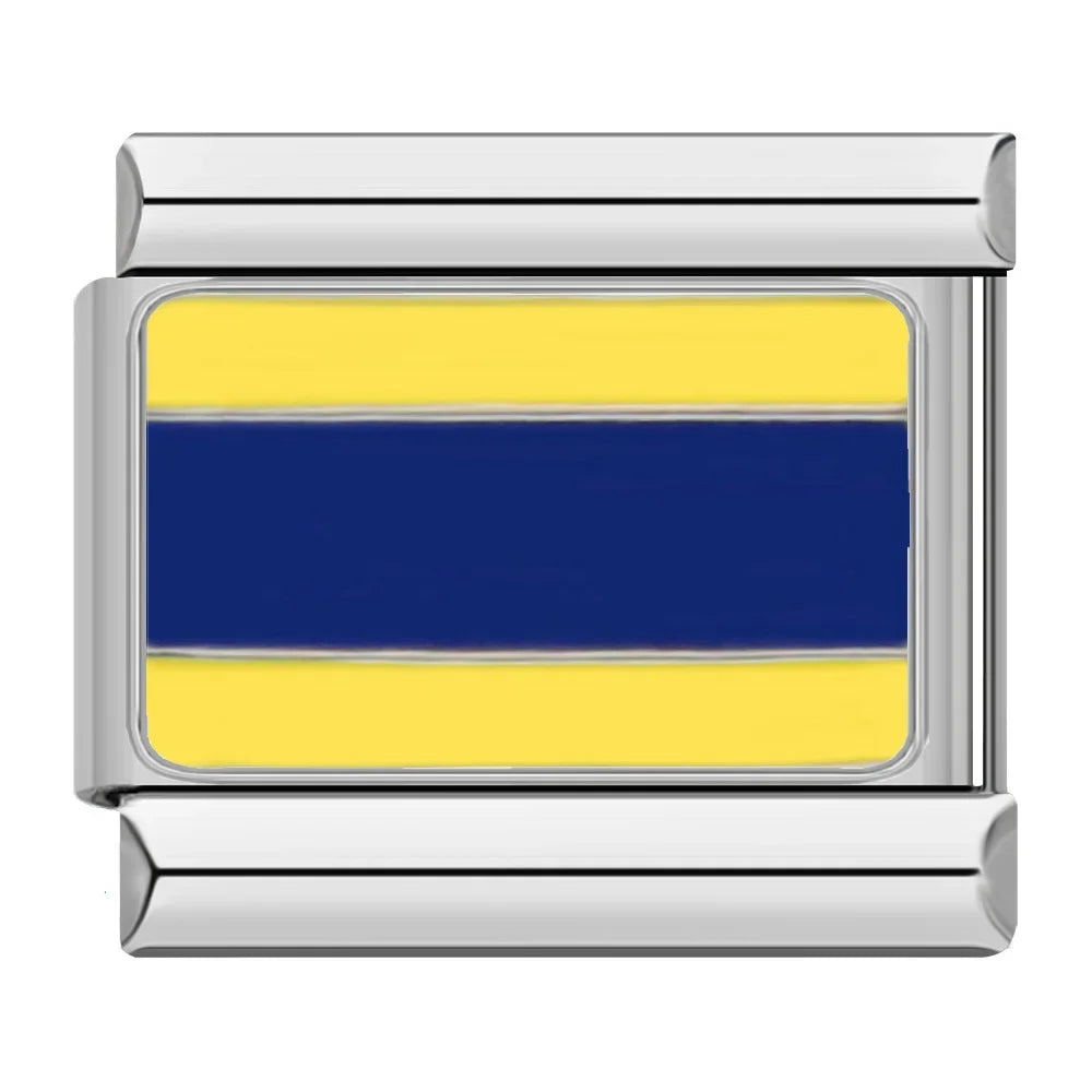 Hapiship Fashion Navy Ship International Maritime Signal Code Nautical Flag Charm Links Fit 9mm Stainless Steel Bracelet DJ391