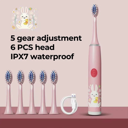 Kids Sonic Electric Toothbrush Rechargeable Smart Timer Colorful Cartoon Teeth Whitening Portable USB Charging  Tooth Brush