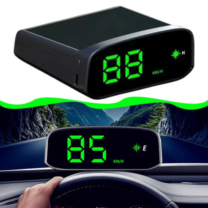 Solar HUD Head-up Display HD LED Car Speedometer Solar+Type-C Dual Charging Overspeed Alarm Safe Driving Universal Accessories