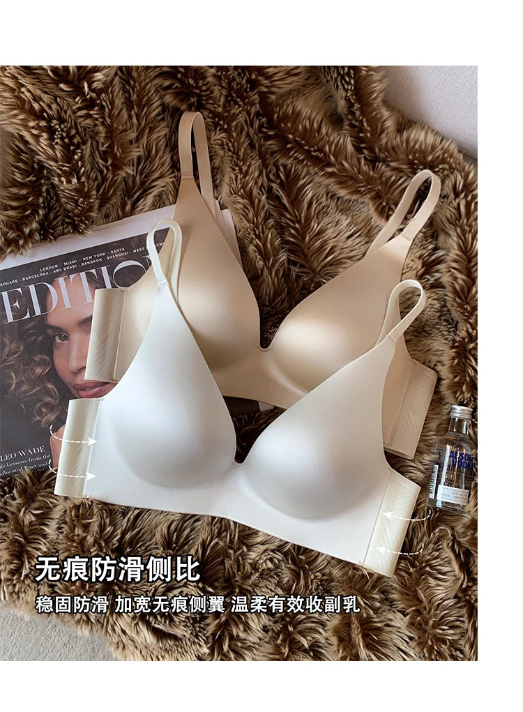 Satin Bralette Slip for Small Bust Women Seamless One Piece Wireless Support Anti Sagging Comfort Everyday S-XL MOYISU Sexy AB