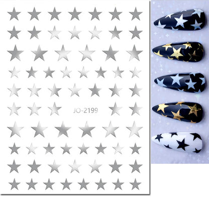 3d Nail Art Stickers Red Black White Love Hearts Stars Clouds French Full Tips Adhesive Nail Decals Slider For Manicure